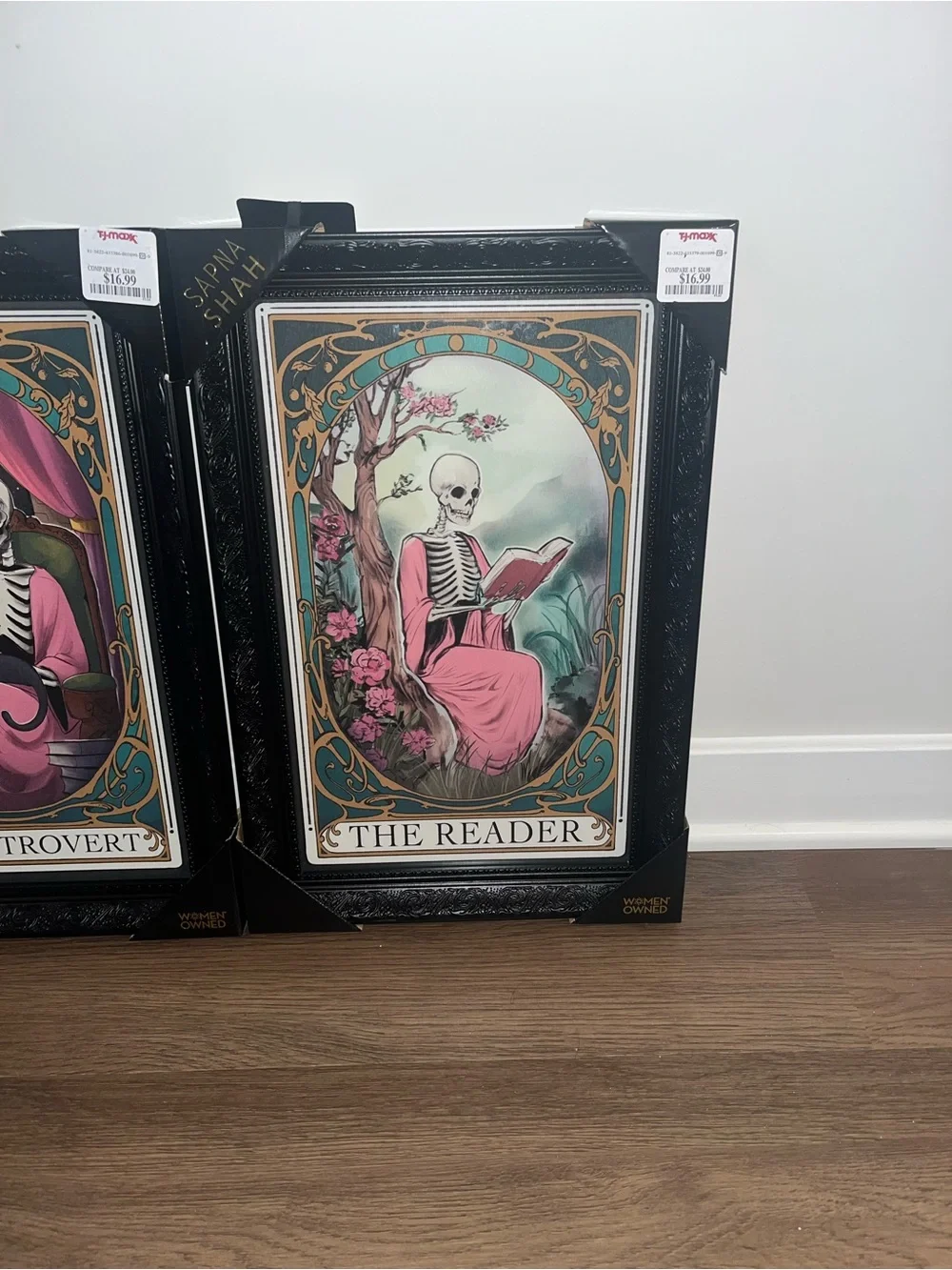 New Viral Sapna Shah Skeleton Tarot Framed Wall Art Set of 4